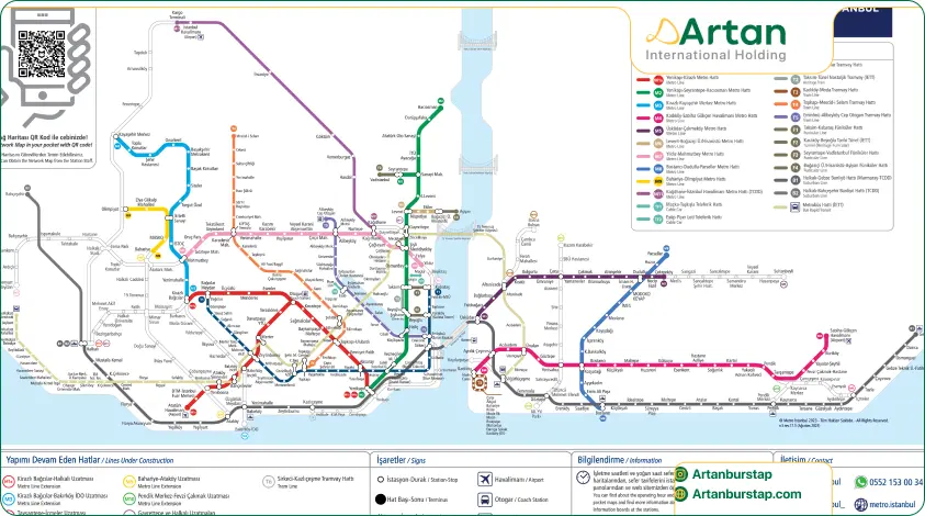 نقشه خطوط مترو و BRT استانبول